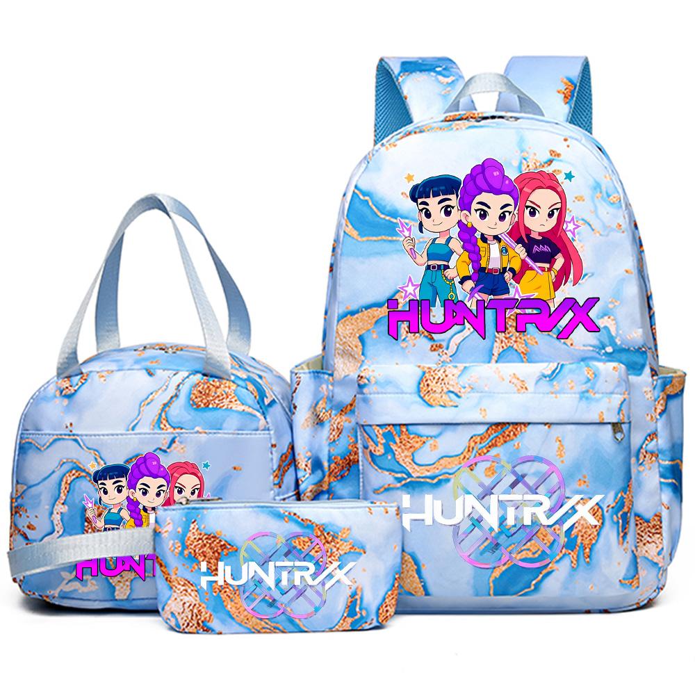 3Pcs/set Anime Demon Hunters Printed Backpack Handbag Pencil Case for Teenager Student Bookbag Schoolbag Women Large Capacity Waterproof Bag