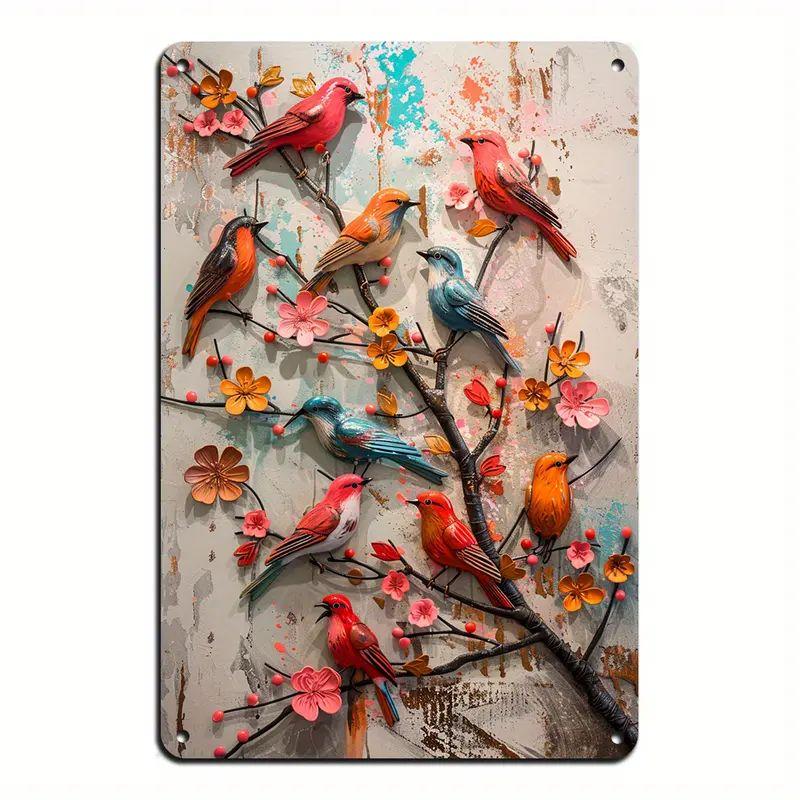 Metal Tin Poster Pastoral Birds Metal Tin Signs Posters Plate Wall Decor for Bars Restaurant Cafe Clubs Retro Posters Plaque