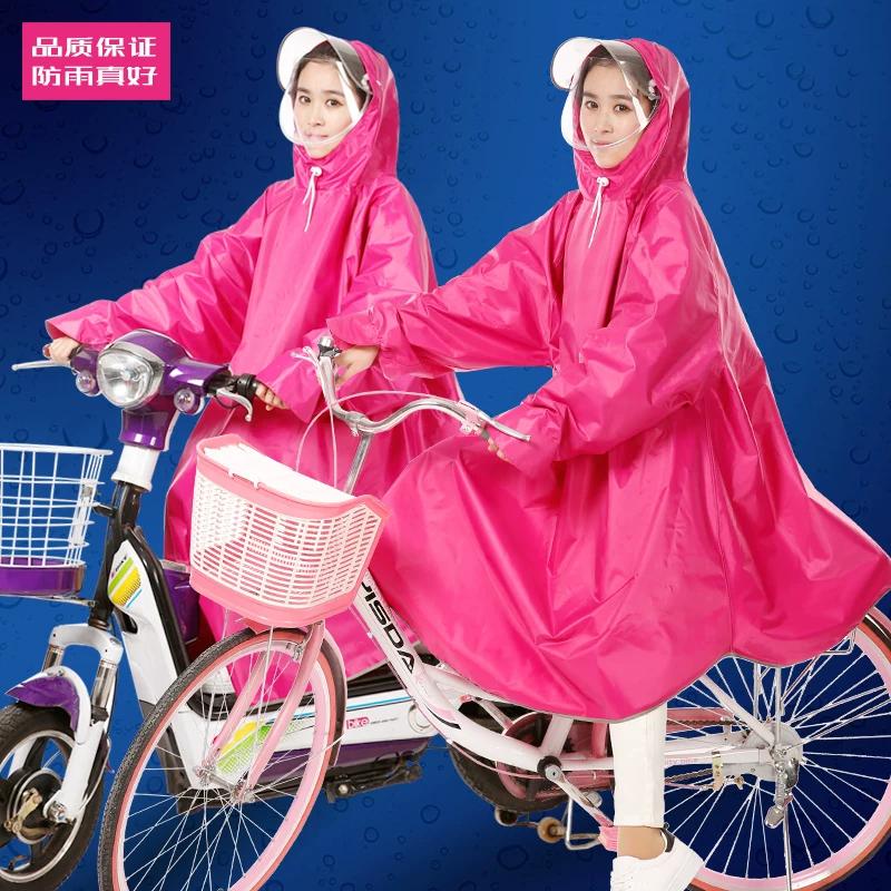 Bicycle Raincoat Adult Male and Female Students Cycling Bicycle Thick Mountain Bike Poncho with Double Brim Plus Size