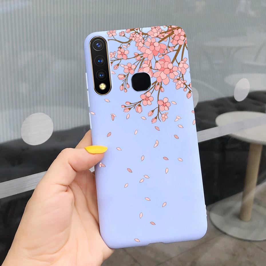 For Vivo Y19 2019 Case Cute Beautifly Flower Butterlfy Phone Cover For Vivo Y19 Y 19 1915 Black Silicone Soft TPU Case Bumper