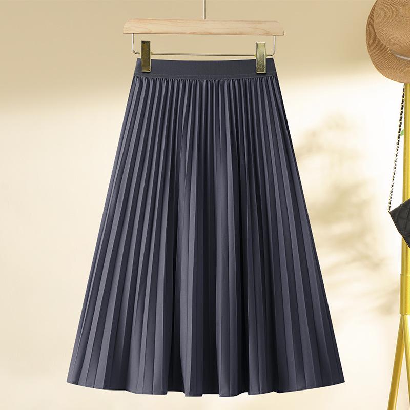 

Женская весенняя 20254 А-силуэт плиссированная юбка миди - Приталенная миди юбка-аккордеон L (Recommended for 105-115 jin) серый