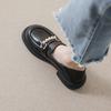 Weiwei Girl 800-1 Academy Style Small Leather Shoes Women's Pearl Retro Platform Loafers Women's British Style One Pedal