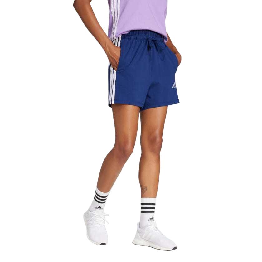 adidas Womens Essentials 3-Stripes Cotton Shorts Dark Blue/White Women Streetwear JD0913