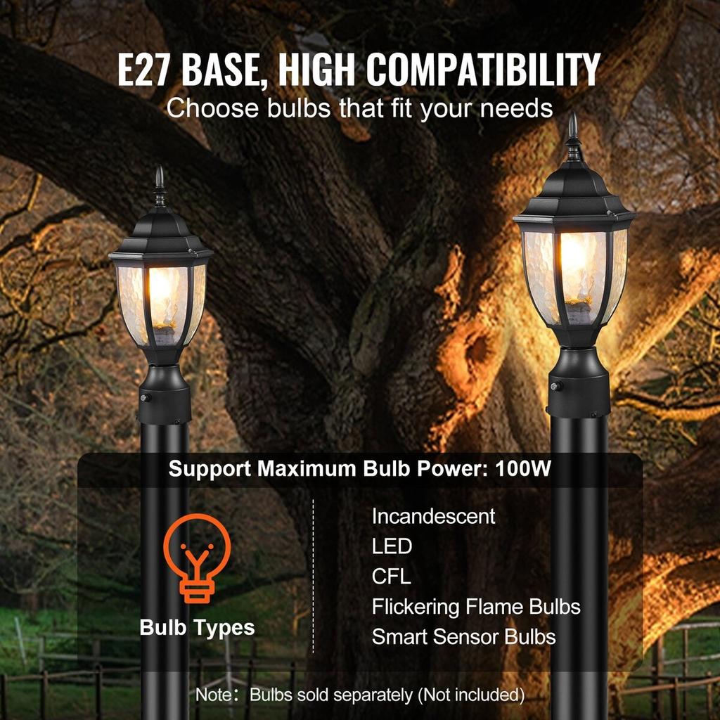 2 PCs Dusk To Dawn Outdoor Lamp Post Light Fixture 390 Mm Pole Pier Mount