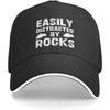 Easily Distracted By Rocks Baseball Cap Funny Geology Lover Adjustable Polyester Casual Hat Gift