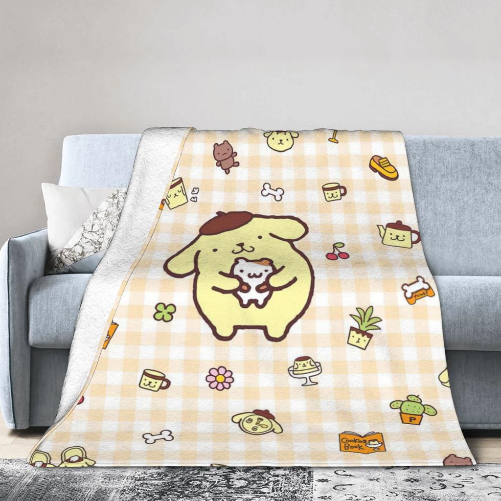 Cartoon Pom Pom Purin Plüschdecke Lustige Überwurfdecke für Zuhause Hotel Sofa 150*125cm Steppdecke,
