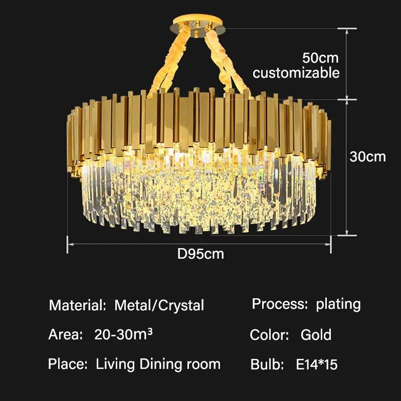 Modern living room luxury gold LED crystal chandelier villa home home decoration indoor ceiling chandelier lighting fixtures