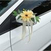 Romantics Florals Rearview Mirror Bowknot For Wedding Car Faux Flowers And Ribbon Chair Back Flower Decoration