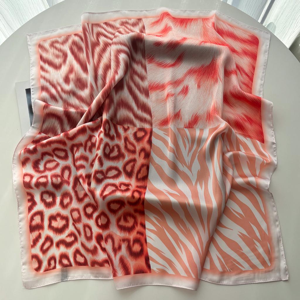 Women Square Scarf Silk Imitation Floral Print Neckerchief Bandana Lady Shawl Scarves Wrap Head Hair Band Ties