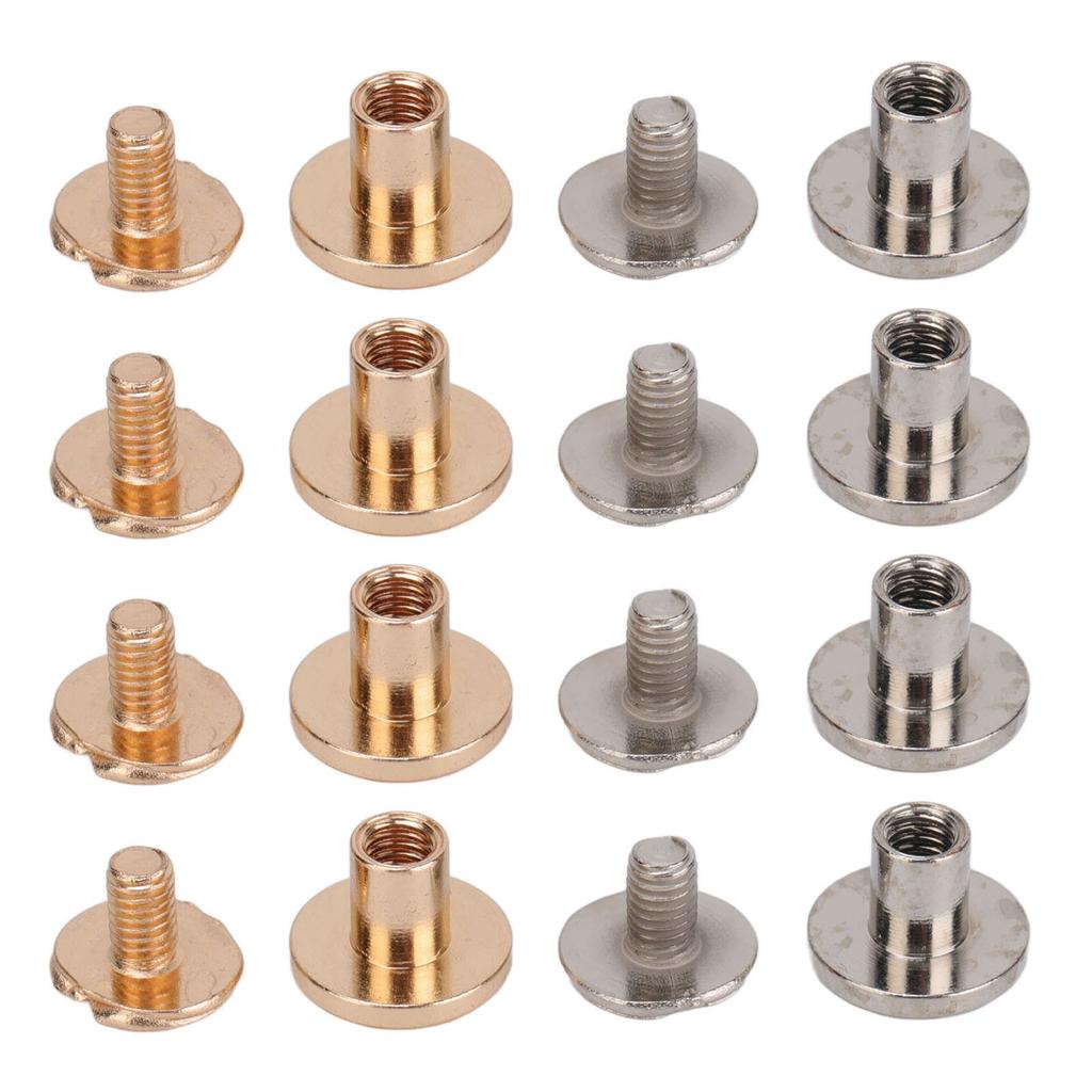 200 Set Chicago Screws Gold and Silver Color 0.4x0.3in Brass Surface Plated Leather Rivets for