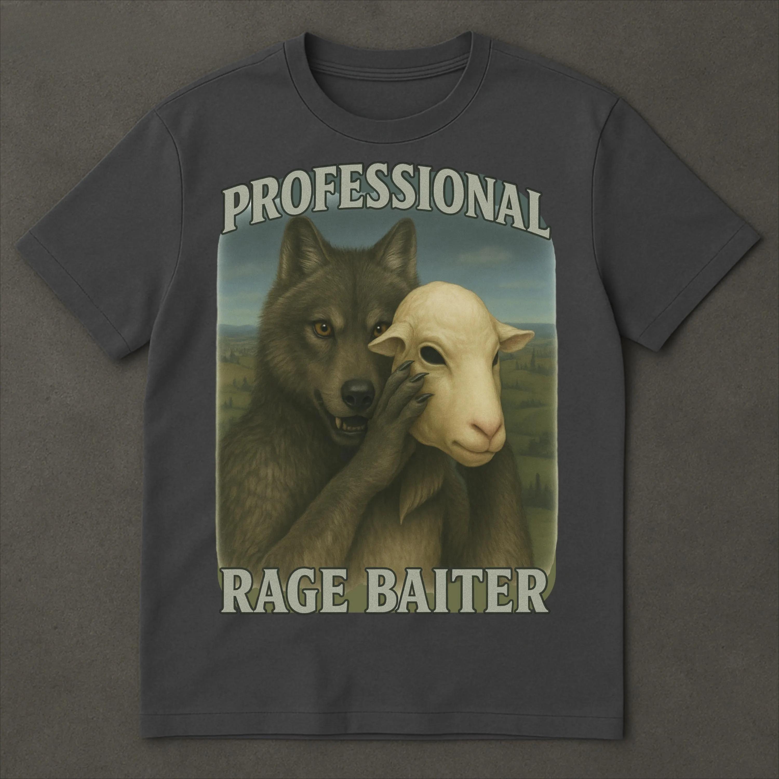 

Professional Rage Baiter Funny Shirt, Werewolf Memes Werewolf Dumb Meme Shirt Stupid Meme Shirts Alpha Wolf T-shirt Brainrot L