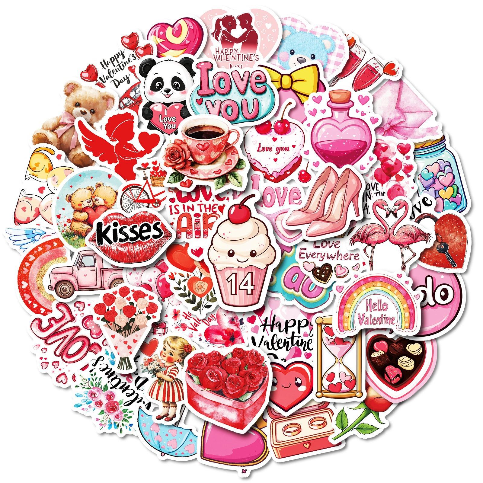 

50-300 Valentine S Day Decals Diy Valentine S Gift Greeting Card Decorative Water-Repellent Decals Premium Durable