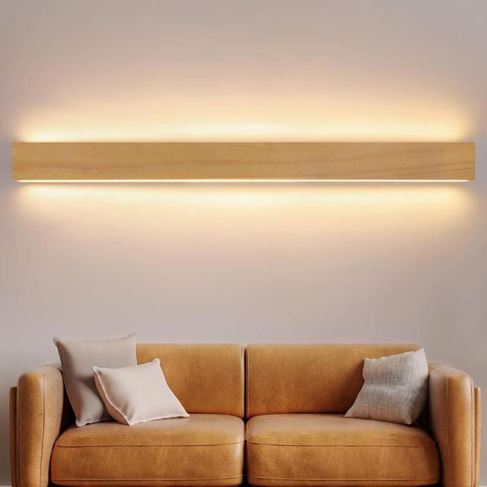 Applique murale LED d'intérieur - NETTLIFE - 100 cm 36W - Bois jaune - 3000K blanc chaud - lumière indirecte