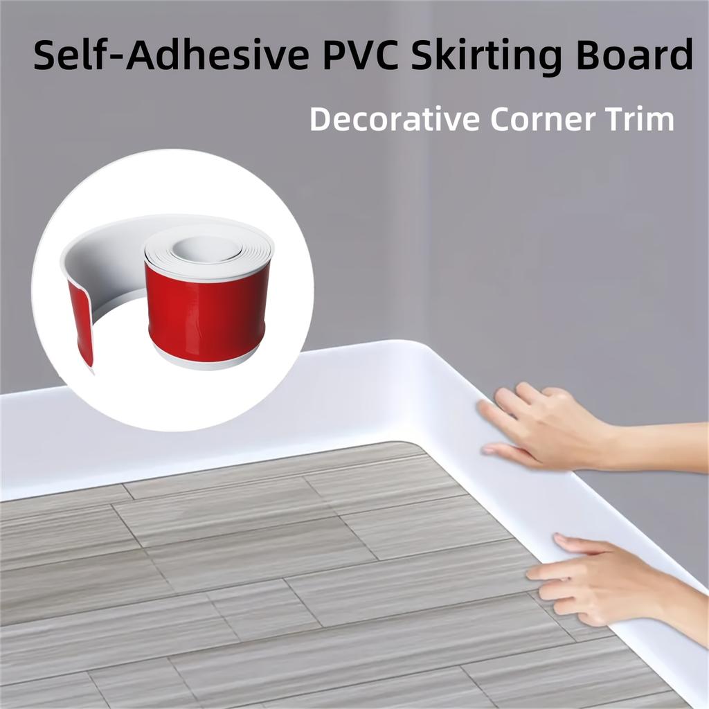 1PC 1m/2m/3meters Soft PVC Skirting Plastic Floor Skirting Self-adhesive Flexible Substrate Moulding Decorativeparts