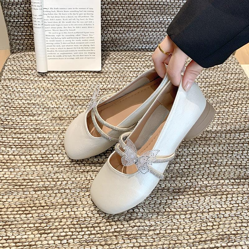 Fashion 2025 Soft Butterfly Round Toe Ladies Singles Shoes New Shallow Footwear Fashion Mary Jane Flat Comfortable Casual Women's Shoes