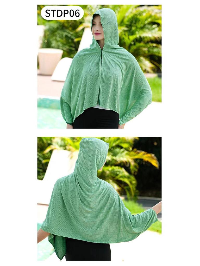 Outdoor Quick-Dry Beach Poncho & Sun Protection Cycling Shawl Hoodie