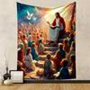 Jesus Teaching People White Red Robe Doves Light Patterned Tapestry for Bedroom and Living Room Home Decor Sofas