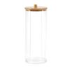 Clear Cotton Ball Pad Swabs Make Up Pads Dispenser Holder Organizer Container with Wood Lid Multifunction Bathroom Storage