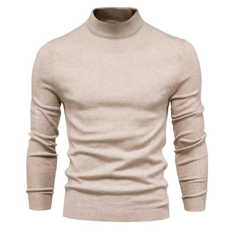 Men's High Collar Casual Knitted Pullover Sweater for Autumn and Winter