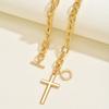 Hot-selling Simple Stacked Cross Pendant Necklace Niche High Sense Exaggerated Thick Chain Collarbone Chain Accessories