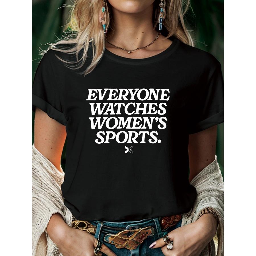 

Everyone Watches Women s Sports Women T Shirt Summer Fashion Short Sleeved T-shirt Printed O-neck Casual T-shirt XXXXXL чорний