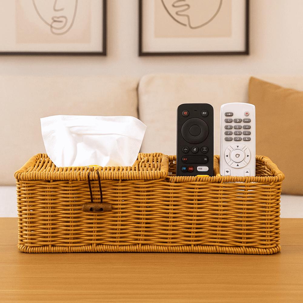 Vintage Imitation Vine Tissue Box Breathable Remote Control Storage Box Divided Tissue Box  Kitchen