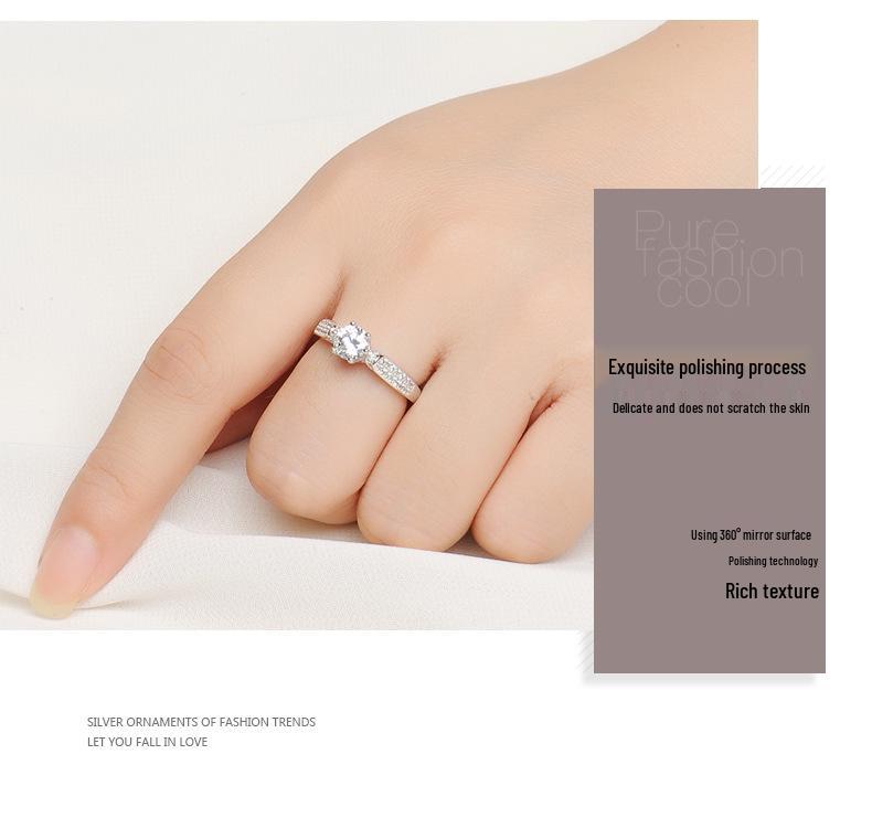 S925 Sterling Silver Romantic Simulated Diamond Open Band Ring for Women - Elegant Gift for Girlfriend.