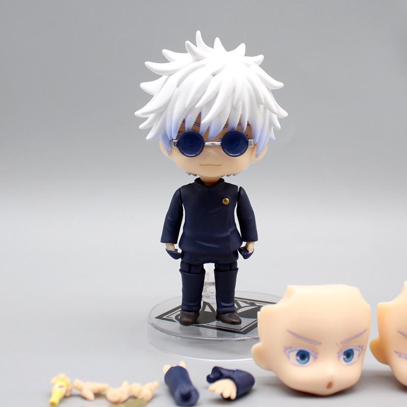 12cm Jujutsu Kaisen Anime Figures Q Version Gk Gojo Satoru Swap Faces Wear Sunglasses Cute And Charming Model Desktop Decoration Playthings Gifts