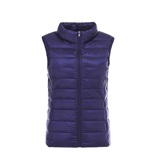 Women Down Vest Fluffy Filling Solid Color Stand Collar Sleeveless Waistcoat for Daily Wear