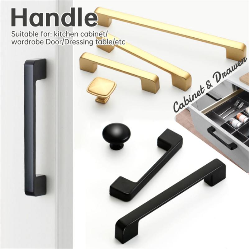 4/10PCS Modern Black Cabinet Handle Square Furniture Hardware Aluminum Alloy Kitchen Door Knobs Cupboard Wardrobe Drawer Pulls