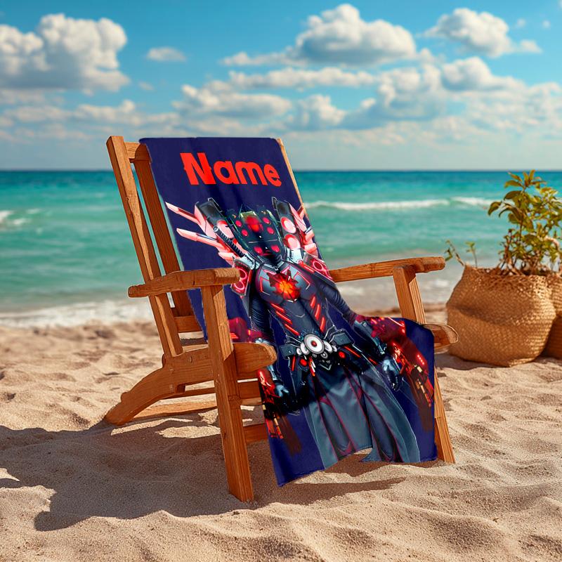 Personalized customized proof beach towel with Skibidi Toilet pattern - soft, absorbent,quick-drying,perfect swimming,camping&bathing