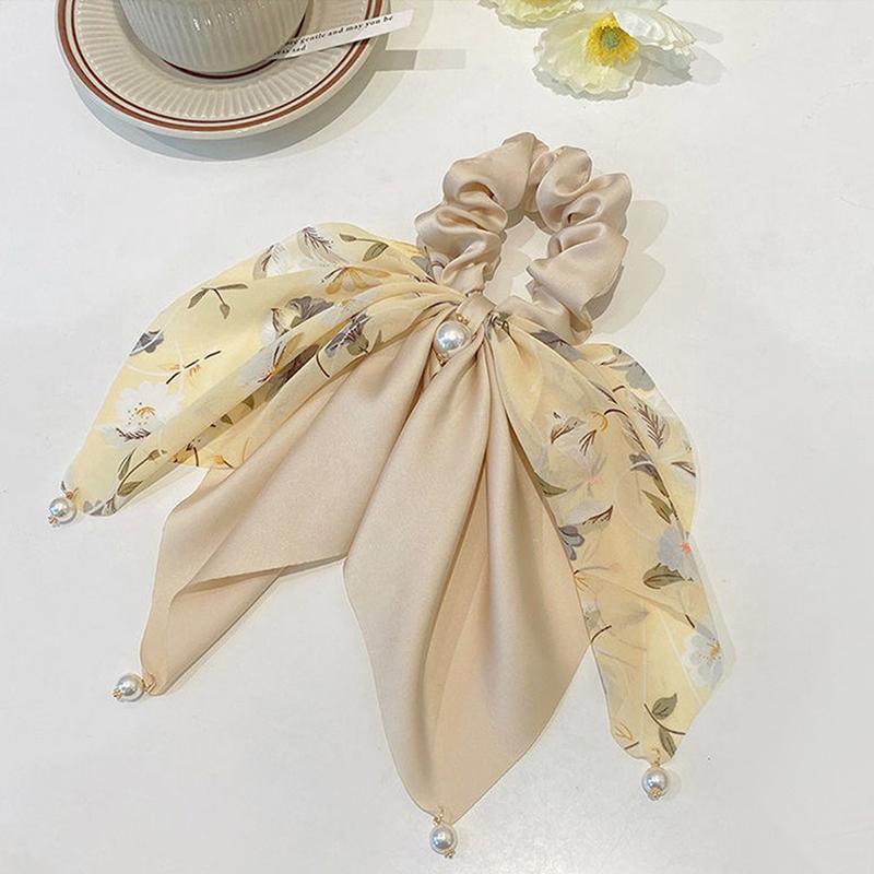 Schleifenknoten Haarband mit Perle Pferdeschwanz Haargummi Haarreif Haargummis