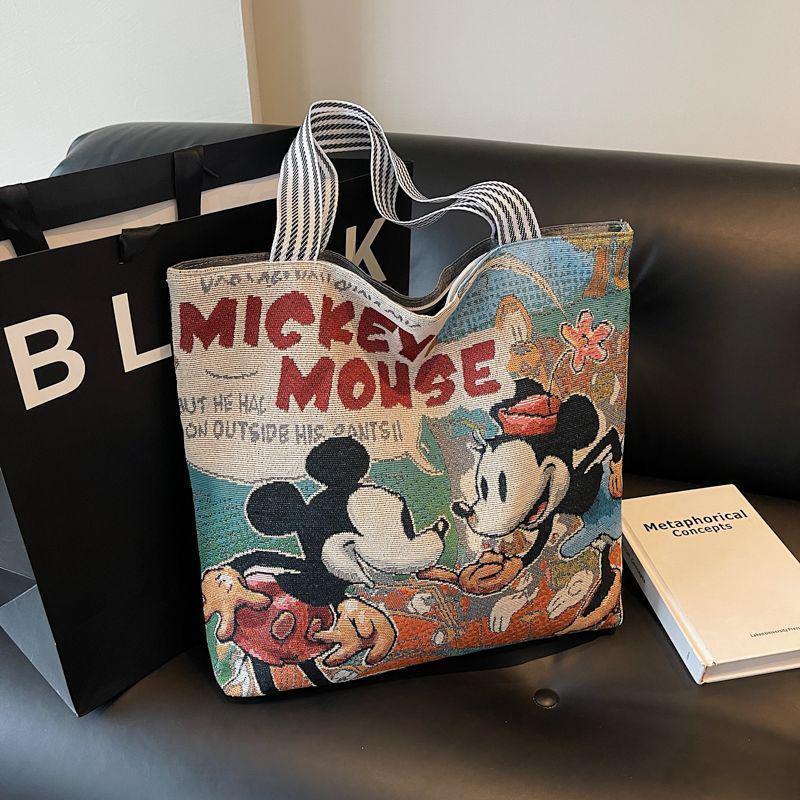 2025 Embroidered Cartoon Canvas Tote: Large Capacity Women's Casual Shoulder Handbag