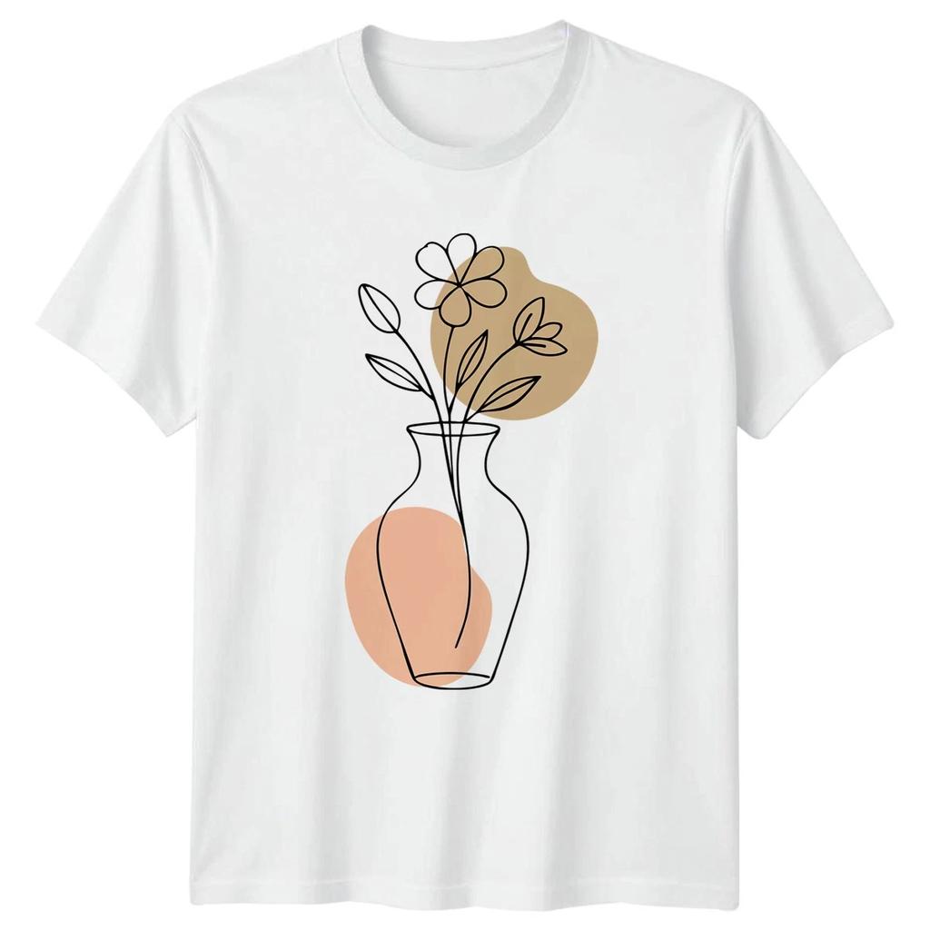 Minimalist Abstract Floral Line Art T-Shirt Botanical Art Birthday Gift