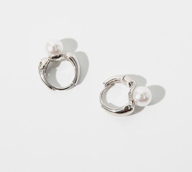 High-Grade Fashion Jewelry Pearl Stainless Steel Earrings Wholesale Geometric Earrings FASHION серебряный
