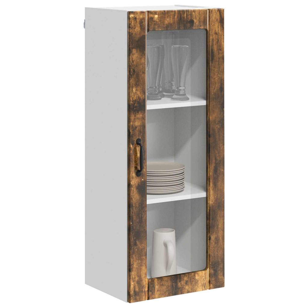 Wall Mounted Glass Cabinet LUCCA Smoked Oak 40 X 31 X 100 Cm