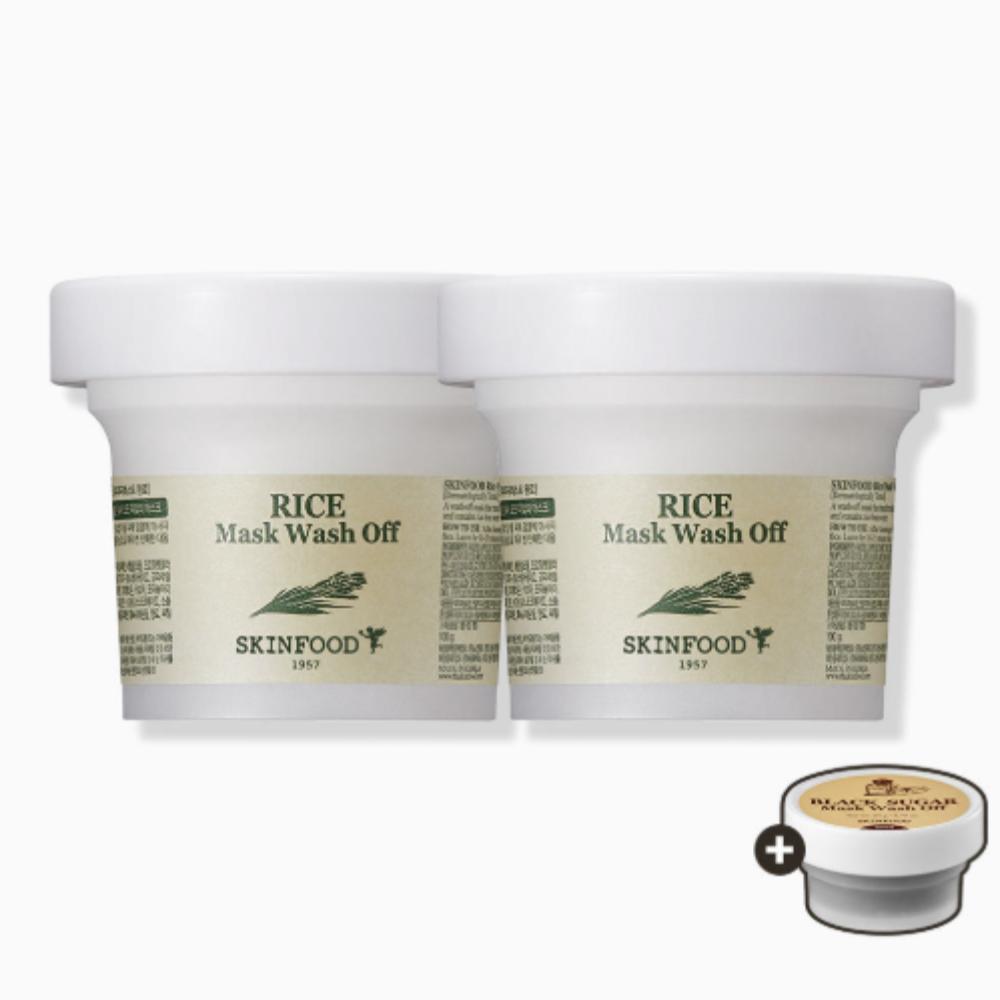 Skinfood Rice Wash-Off Mask 120g (1+1) [Includes Black Sugar Wash-Off Mask 20g]
