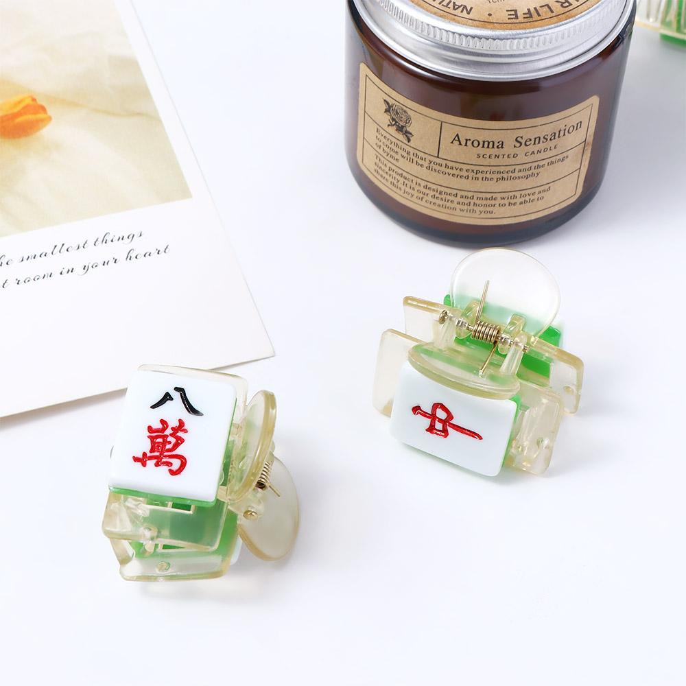 Funny Personality Resin Girls Mini Small Clip Cartoon Pattern Women Hairpin Shark Clip Mahjong Hair Claw Chinese Style Barrette