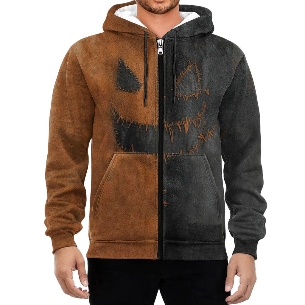 Men's Casual Long-Sleeved Zippered Hooded Sweatshirt Jacket