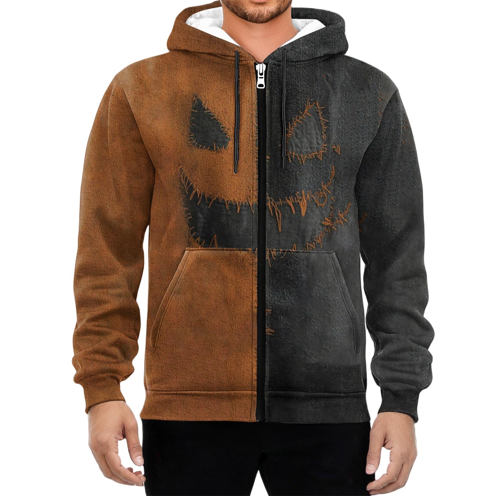 

Men s Casual Long-Sleeved Zippered Hooded Sweatshirt Jacket L