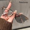 Fashionable Large Frame Colour Changing Myopia Glasses with Prescription Anti-blue Light Personalised Glasses Diopter To -4.0