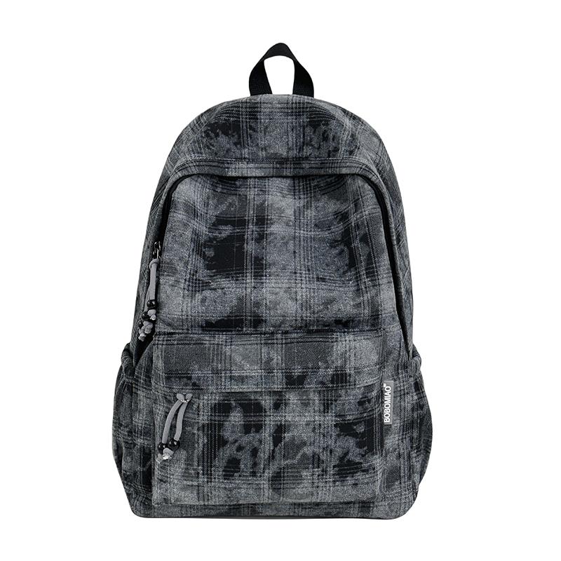 Рюкзак женский винтажный клетчатый рюкзак студенческий школьный чёрный