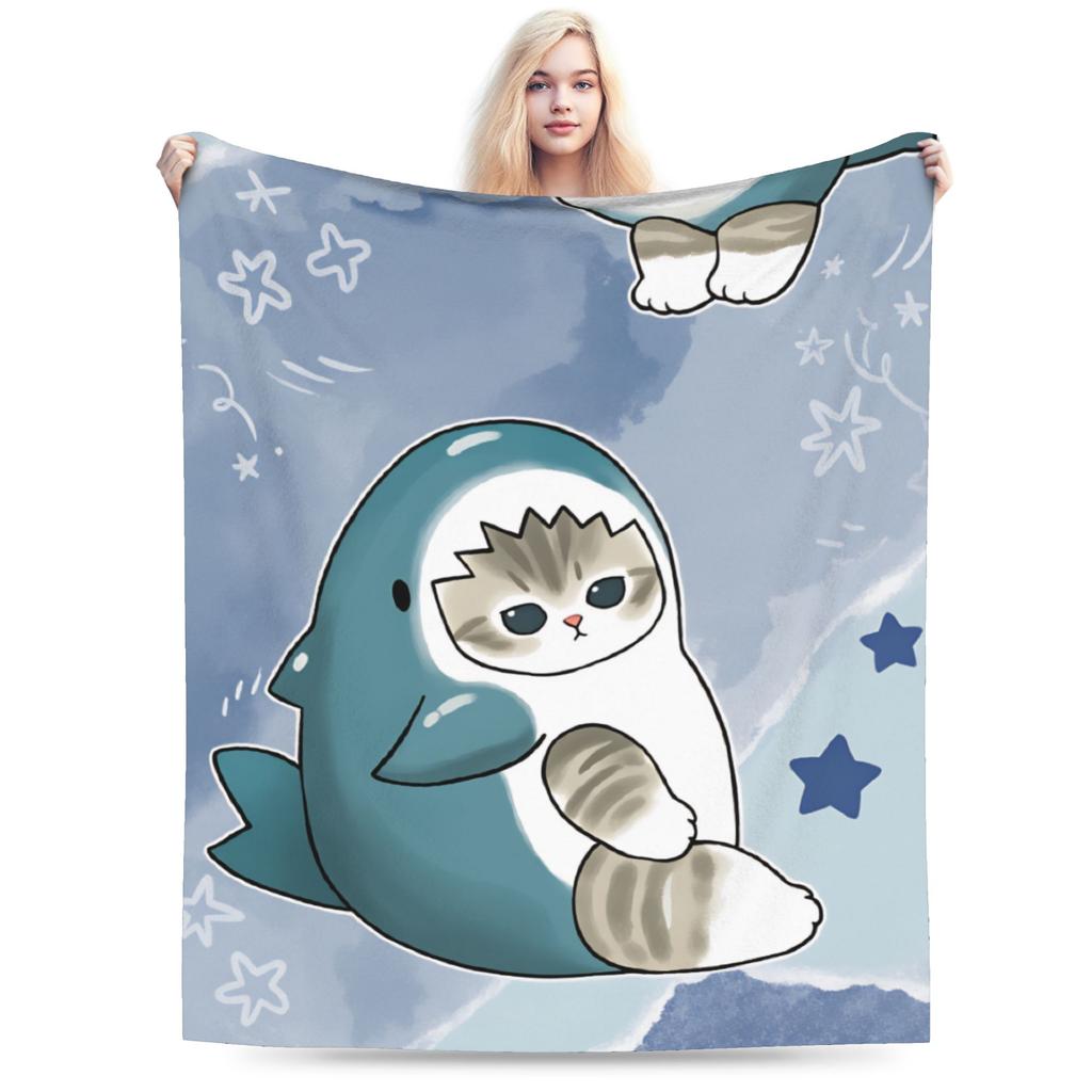 Mofusand Super Warm Blanket  Kids Adult Plush Throw Blanket Funny Outdoor Flannel Bedspread Sofa Bed Cover
