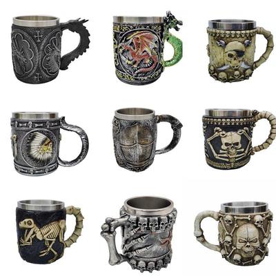 3D Stainless Steel Skull Mug - Creative Halloween Resin Ghost Head Cup Gift
