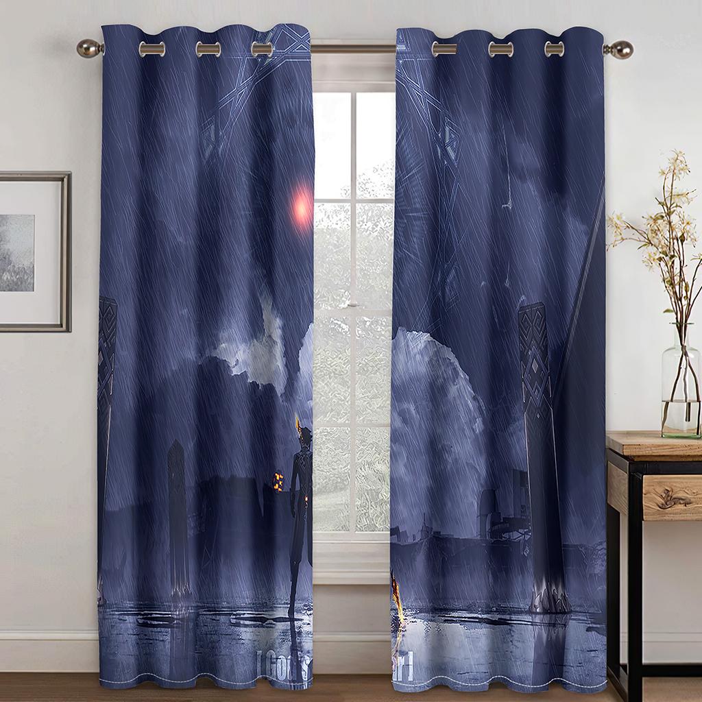 3DCartoon Game Character Beauty Curtains 2 Panel Kids Favorite Anime Curtains Boys Girls Room Bedroom Living Room Decor Curtains