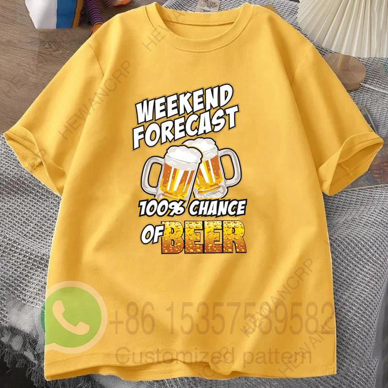 Weekend Forecast Mens Tshirt Summer Tracksiut Roundneck Pullovers Shortsleeved Harajuku Cotton Sweatshirt Casual Streetwear