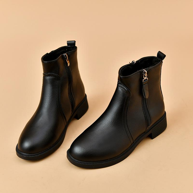 

2025 new short boots women s double zipper side zipper fashion single boots cotton boots fashion versatile warm thin women s boots 35