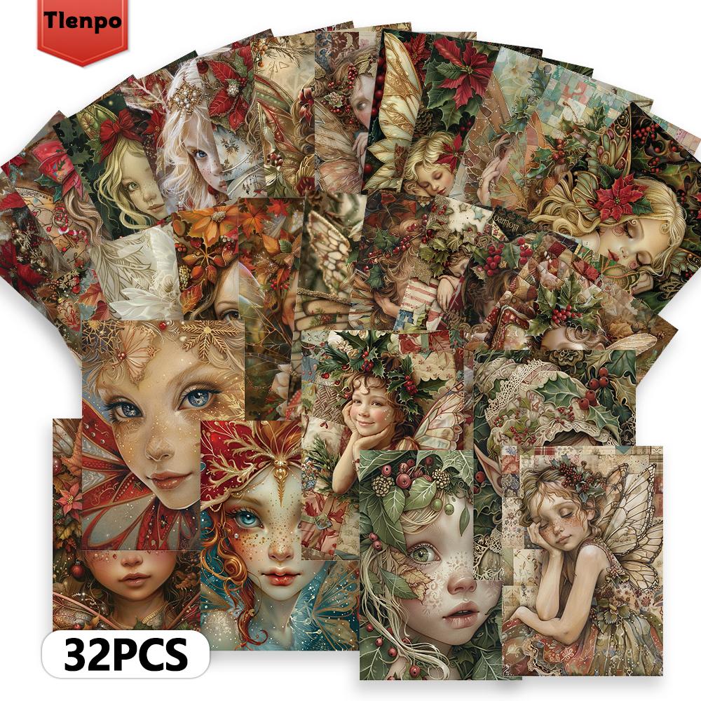 32pcs. Vintage Christmas Girl Postcard, Halloween/Back-to-School Season/Birthday/Budget-Friendly, Gift, Collectible, Mail-Ready