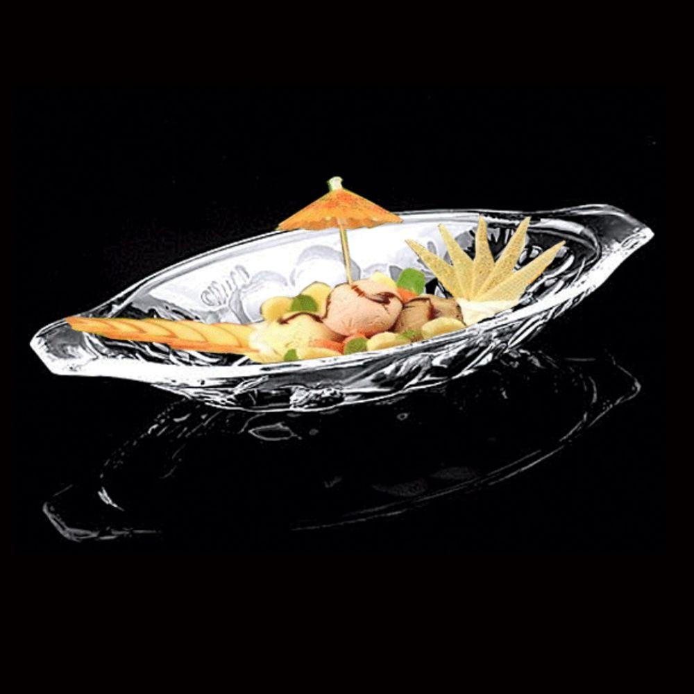 2pcs Large Size Dessert Plate Acrylic Salad Serving Bowl Boat Shaped Ice Cream Bowl  Restaurants