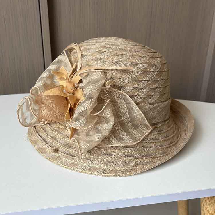 New brocade flower half-roll top hat summer breathable mesh visor hat women's fashion versatile sunscreen basin hat